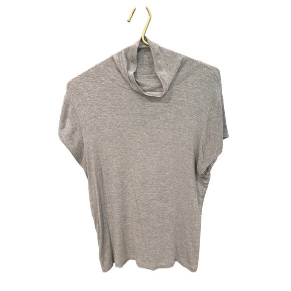 Cabi Gray Heathered Mock Neck Cap Sleeve Top Stretch Knit Size M EUC - Picture 2 of 5